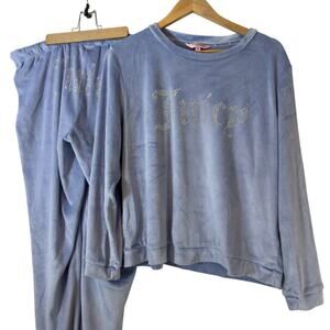 Juicy Couture Velour Sleepwear Set in  Blue with Rhinestones